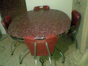 RETRO RED OVAL DINING TABLE